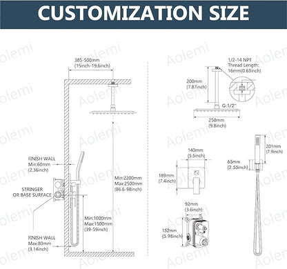 Aolemi Ceiling Mount Shower System Rain Shower Head with Handheld Spray High Pressure Shower Faucet Set Rough-in Valve Shower Trim Kit Included Bathroom Oil Rubbed Bronze 10 Inch Ceiling Shower Head