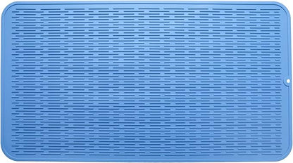 MicoYang Silicone Dish Drying Mat for Multiple Usage,Easy clean,Eco-friendly,Heat-resistant Silicone Mat for Kitchen Counter or Sink,Refrigerator or Drawer Liner Lichen BlueL 4XL 32 inches x 18 inches