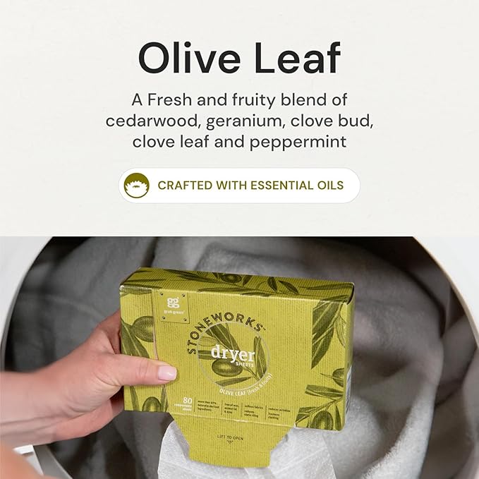 Grab Green, Stoneworks, Dryer Sheets, 80 Compostable Sheets (Birch Branch)