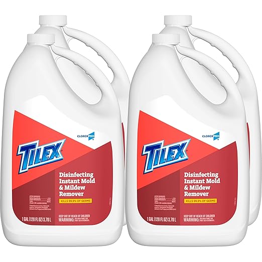 CloroxPro Tilex Disinfecting Instant Mold and Mildew Remover Refill, 128 Ounces Each (Pack of 4) (35605) Package May Vary