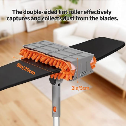 Ceiling Fan Cleaner Duster with 72‘’ Extendable Long Handle Cleaning Duster Kit, Reusable Chenille & Microfiber Mop Head for High Ceiling Fan Blade Wall Blinds Cobweb