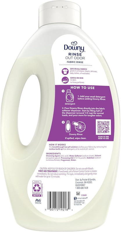 Downy Rinse Laundry Odor Remover, Fresh Lavender Scent, 62 FL OZ, Fabric Softener and Laundry Odor Removal Rinse