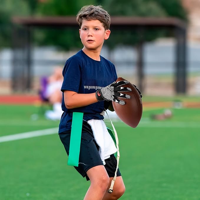 Youth Football Gloves Kids Silicone Grip Receiver Gloves with Super Stick Ability for Best Game Experience
