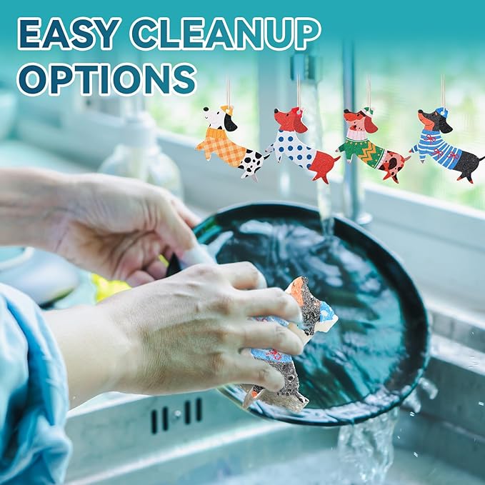 8 Pcs Christmas Sponges Dish Sponges, Cute Kitchen Scrub Sponge, Dual-Sided Dishwashing Sponge Reusable Cleaning for Kitchen Dishes Furniture(Dog)