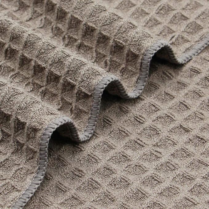 Microfiber Kitchen Cleaning Cloth Thick Dish Rags Waffle Weave Washcloths Dish Cloths Ultra Absorbent Odor Free 12inch X 12inch 6 Pack Gray