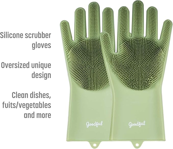 Goodful Silicone Kitchen Rubber Gloves, Oversized, Reusable, Waterproof