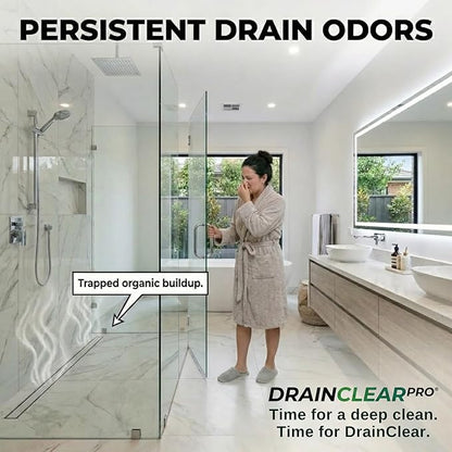 DrainClear Pro Enzyme Drain Cleaner 32oz - Enzymatic Formula Digests Grease, Waste & Odors - Safe for Pipes and Septic Systems - Biodegradable Drain Treatment for Home & Commercial Use