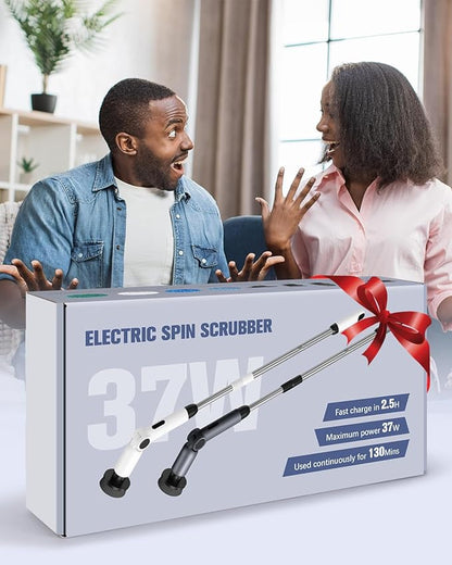 Electric Spin Scrubber, [IPX8 Waterproof ] [50KG Torque] Shower Scrubber with 9 Brush Heads, 2 Speed Mode, 4 Adjustable Angles, Electric Brush for Cleaning for Bathroom Floor Tile (Gray)