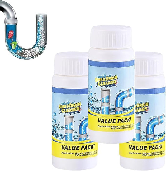 Sink Drain Cleaner, Multi-functional Sink Drain Cleaner Powder, Powerful Pipe Dredging Agent for Kitchen Toilet, Fast Foaming, Powerful Stain Removal (3PCS)