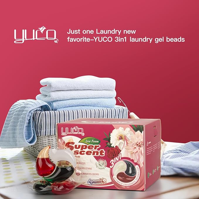 YUCO Pods Laundry Detergent Hypoallergenic, 3 In 1 Microcapsules Scent Lock New Technology, Helps to Keep Garment Fresh,Clean,Soft, 7 Days Long Lasting Fragrant (1 Box of 20 Pod,Net 20g/Pod,Net 400g)