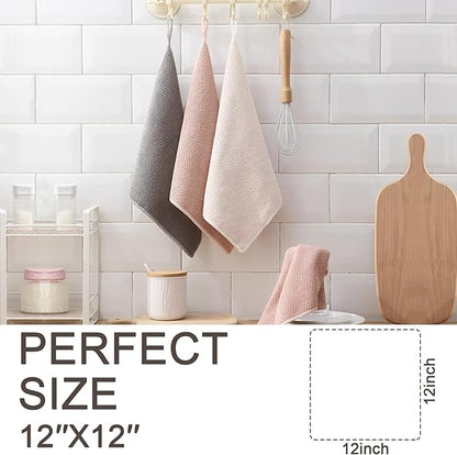 K&janet6am Dish Cloths for Washing Dishes, 12 Pack Kitchen Dish Cloths, Super Absorbent Microfiber Cleaning Cloth, Premium Waffle Dish Towels for Kitchen, 12x12 Inches