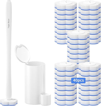 Disposable Toilet Bowl Brush with 40 Toilet Wand Refills, Toilet Bowl Cleaner Wands, Toilet Cleaning System Starter Kit