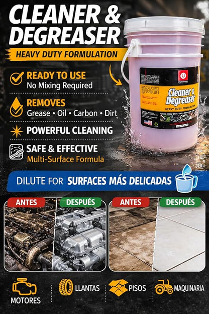 Heavy Duty Degreaser-Industrial Strength Cleaner for Kitchen, Oven, Grill & Engine-Remove Grease, Oil, Carbon & Grime-Ready to Use (5 Gallons/Pail)