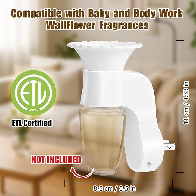 SCENTORINI Wall Fragrance Plug in, 4 Pack Rotatable WallFlower Plug in Compatible with Bath and Body Works WallFlower Fragrance Refills, ETL Certified, Fragrance Diffuser Plug for Home, Room, Office