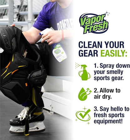 Vapor Fresh Sports Cleaner and Deodorizer - For Boxing Gloves, Sports Pads, Helmets, Gym Bags, Gym Equipment and More - Naturally Powered By Plants, 16 Fl Oz (3-Pack)
