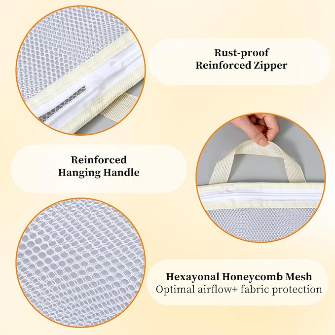 Tyqour 4PCS Mesh Laundry Bags for Washing Machine Hanging Laundry Hamper Delicates Laundry Bag with Handles (S/M/L/XL) Zipper Opening Wash Bag for Coat Sweater Lingerie Sock Sheet