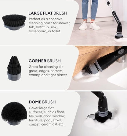Replacement Brush Heads Set of 3 for GENIANI Electric Spin Scrubber, Scrub Brush for Cleaning Bathroom, Tile, Floor, Tub, and Shower (Black)