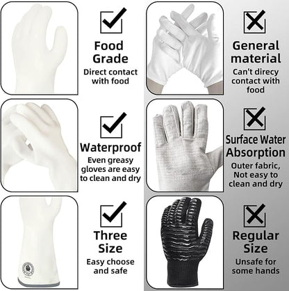 Barbecue Mitts, Silicone Oven Gloves, Heat Resistant Oven Gloves with Fingers, Kitchen Oven Mitts Smoker Gloves for Baking, Grilling, Cooking, Food Grade, Waterproof (8)