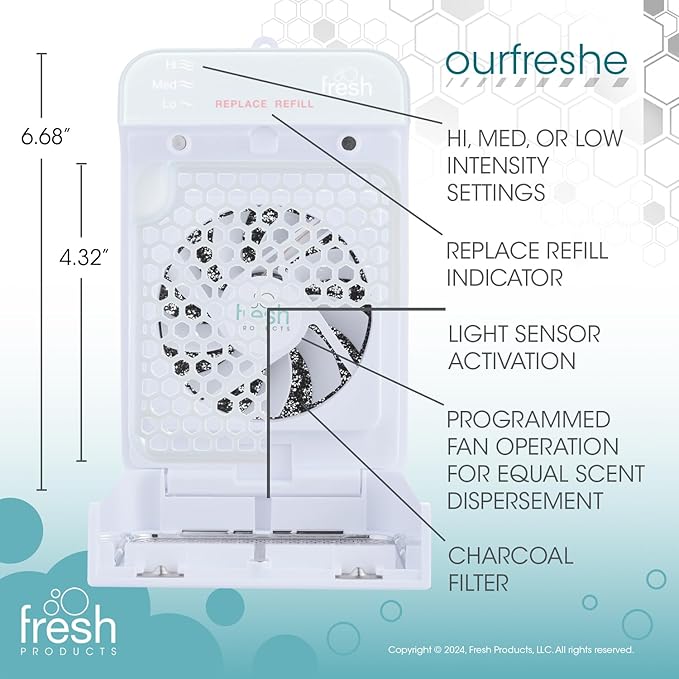 Fresh Products ourfreshe Plug In Air Freshener 30 Day Refills Replace Messy Aerosols with Dry Fragrance For Use in Medium Sized Spaces Coconut Vanilla 6 Pack
