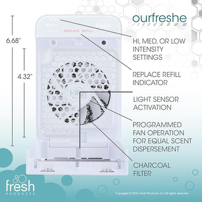 Fresh Products ourfreshe Plug In Air Freshener 30 Day Refills Replace Messy Aerosols with Dry Fragrance For Use in Medium Sized Spaces Coconut Vanilla 6 Pack