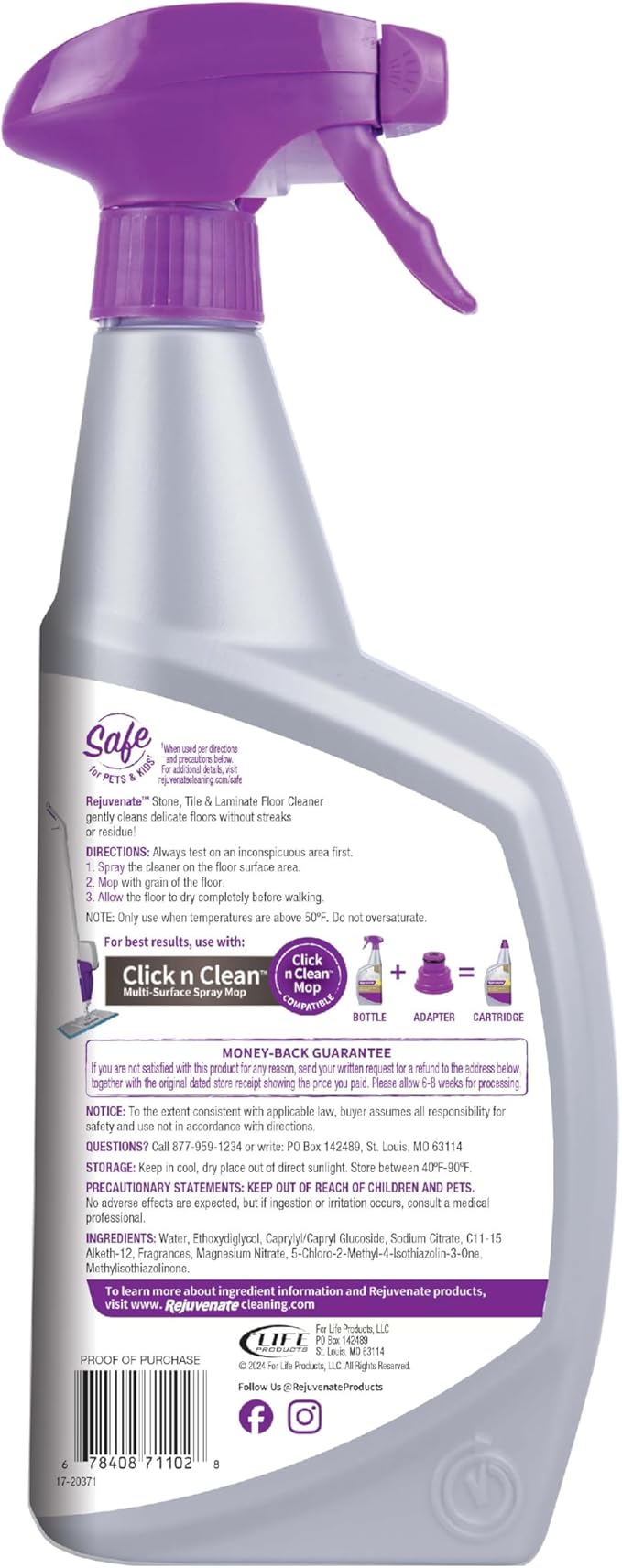 Rejuvenate Stone, Tile & Laminate Floor Cleaner Deep-Cleans Delicate Granite, Limestone & Marble Floors And Dries Fast For A Streak-Free Clean, 32 Ounces