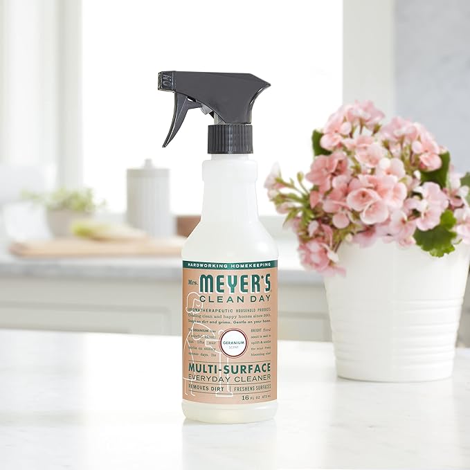 MRS. MEYER'S CLEAN DAY Kitchen Essentials Set, Includes: Hand Soap, Dish Soap, and All Purpose Cleaner, Geranium, 3 Count Pack