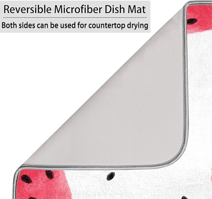 Honeybaby Dish Drying Mat Watermelon Cute Print Dish Drying Mats for Kitchen Counter Absorbent Kitchen Drying Mat Dish Rack Mat 18x24 inches
