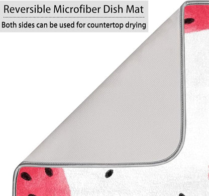 Honeybaby Dish Drying Mat Watermelon Cute Print Dish Drying Mats for Kitchen Counter Absorbent Kitchen Drying Mat Dish Rack Mat 18x24 inches