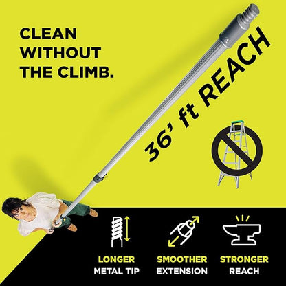 DOCAZOO DOCA Telescoping Pole 7-30 Ft - Extension Pole for Cleaning, Feather Duster, Window Washing Kit, Paint Roller, Window Squeegee - High Reach Extendable Kit for Indoor & Outdoor - Pole Only