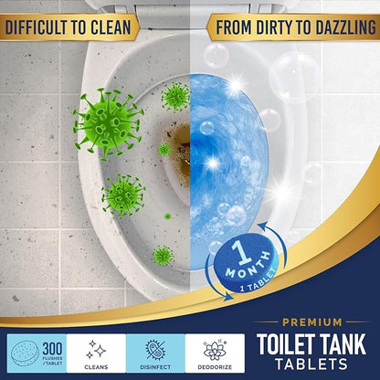 Once Every Month Premium Toilet Tank Cleaning Tablets, 300 Flush Count(50 Tablets),Long Lasting Automatic Cleaner, Spearmint Scent