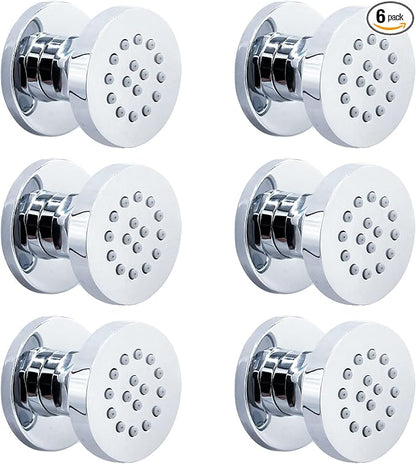 HOMEDEC 2inch Brass Shower Body Sprayer Jets Shower Head, Valve Needed (6pcs, Round-Chrome)