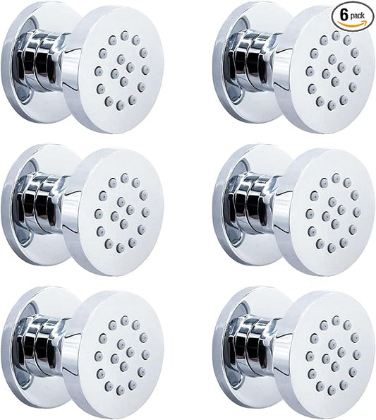 HOMEDEC 2inch Brass Shower Body Sprayer Jets Shower Head, Valve Needed (6pcs, Round-Chrome)