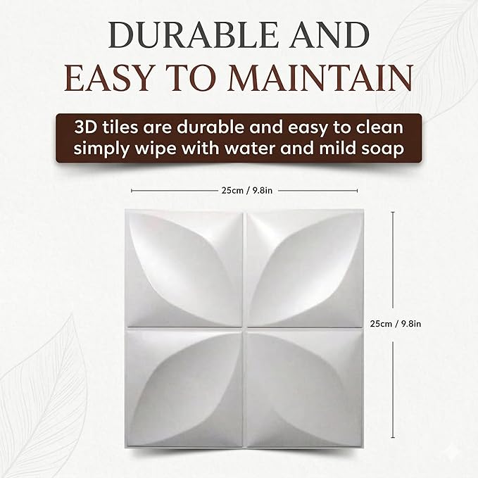 3D PVC Wall Panels - Peel and Stick, Waterproof & Lightweight, Self-Adhesive Wall Decor for Living Room & Bedroom - 9.8x9.8 Inches (33-Pack)