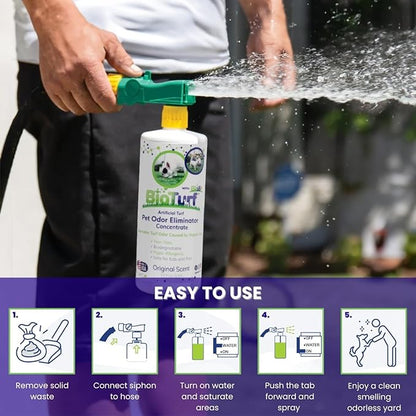 BioTurf BioS+ Artificial Turf Grass Concentrate Enzyme Cleaner and Pet Odor Eliminator - Removes Odors and Sanitizes - Organic, Safe, Environmentally Responsible (1 Gallon) - Original Scent