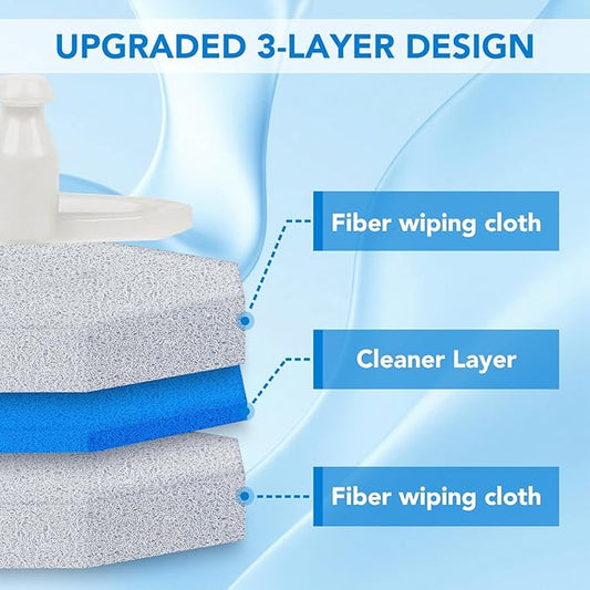 50 Count Toilet Wand Refills for Clorox, Upgrade Scrubbing Fiber Cotton Brush Heads Compatible with Clorox Toilet Wand for Bathroom Efficient Cleaning