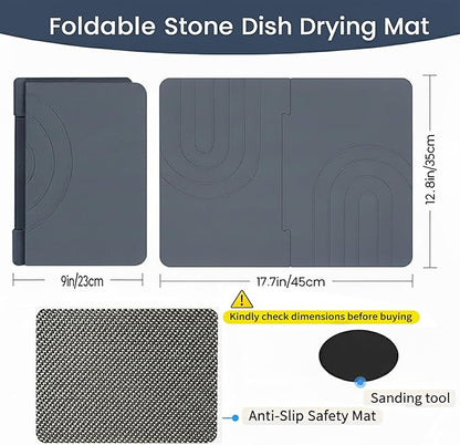 Small Stone Drying Mat for Kitchen Counter 18"×13" Diatomaceous Earth Dish Drying Mat, Drying Stone Mat for Modern Kitchen Countertop