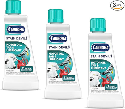 Carbona Stain Devils® #7 | Motor Oil, Tar & Lubricant | Professional Strength Laundry Stain Remover | Multi-Fabric Cleaner | Safe On Skin & Washable Fabrics | 1.7 Fl Oz, 3 Pack