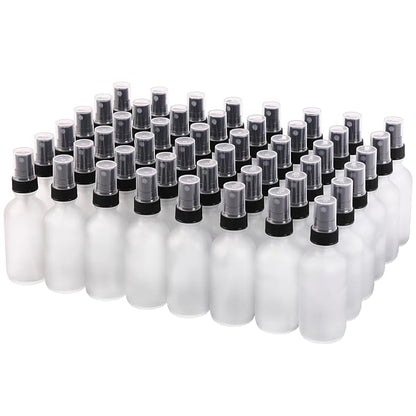 NOOEEISS Green Glass Small Spray Bottles 2 oz 48 Packs,Fine Mist Sprayer Pretty Finish,Refillable Containers mini spray bottles for Cleaning Solutions and Skin Care (Clear Frosted 48Pack)