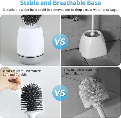 RV Toilet Bowl Brush and Holder, Silicone Toilet Bowl Brush Cleaning Toilet Scrubber Set with Non-Scratch Silicone Bristles Deep Cleaning. Wall Mount for Motorhome Travel, Travel Trailers, Camper