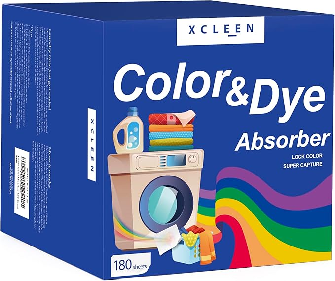 Xcleen Color Dye Trapping for Laundry 180 Count, Fragrance Free Dye Catcher Laundry Sheets, Prevent Clothes from Smearing, Color trapping Sheets for Home Apartment or School