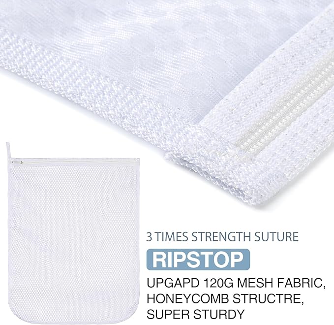 Honeycomb Mesh Laundry Bags 4 Pack (2L+2M), Durable Washing Bags with Auto-Lock Zippers, Heavy Duty Mesh Wash Bags for Delicates, Lingerie, Bra, Sock, Travel Storage Organizer