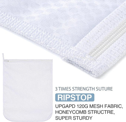 Honeycomb Mesh Laundry Bags 4 Pack (2L+2M), Durable Washing Bags with Auto-Lock Zippers, Heavy Duty Mesh Wash Bags for Delicates, Lingerie, Bra, Sock, Travel Storage Organizer