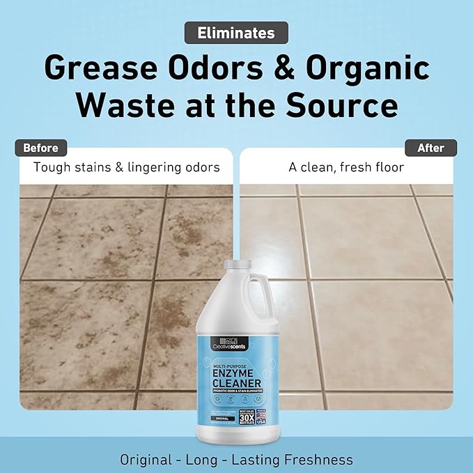 Creative Scents Multipurpose Enzyme Cleaner & Odor Remover | Deodorizer for Floor, Carpet, Drain, Pipes | Pet Urine Odor Eliminator | Enzyme Cleaner for Cat Urine & Dog Poop | Half Gallon - Original