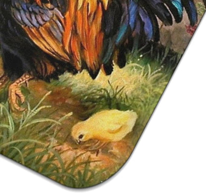 Dish Drying Mat Drainer Pads - Extra Large Microfiber Drying Mats for Dishes Kitchen Counter Super Absorbent Pads for Draining Racks (Rooster,18"x24" )