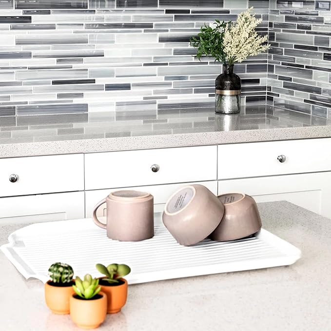 Better Houseware Drain Boards for Kitchen Counter White Dish Drain Board Shields Countertops from Water Damage, Space Efficient 19.5"x15.5"x1.25"