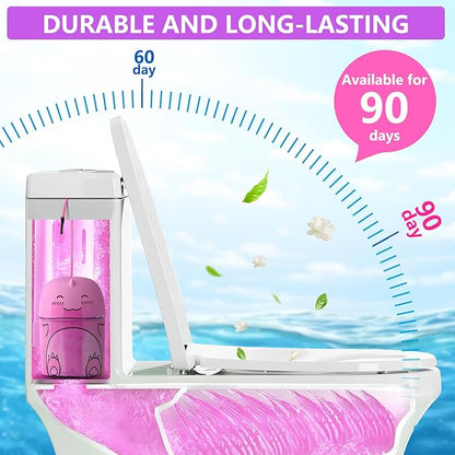 Toilet Bowl Cleaner-Cute Dinosaur-Shaped Toilet Bowl Cleaner Bottle Automatic Bathroom Toilet Tank Cleaner Easy-To-Use Septic Safe Toilet Cleaner in Bottle with Peach Scent (1, pink)