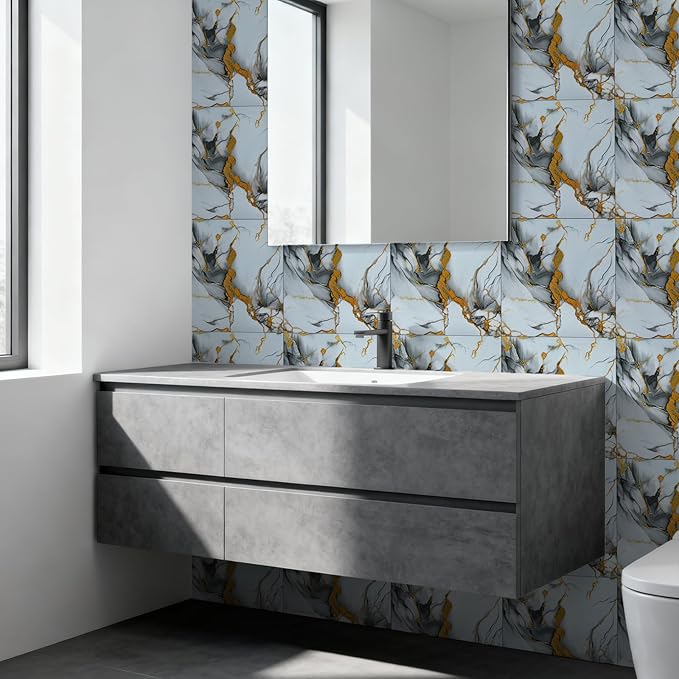 30 Sheets Peel and Stick Wall Panels, Self-Adhesive PVC Wall Panels for Kitchen Backsplash, Bathroom, Decoration, 11.8"x11.8" (Not Real Tiles)