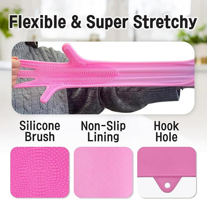 Silicone Magic Gloves : Ultimate Cleaning Gloves for Dishwashing, Kitchen, Pet, and Car
