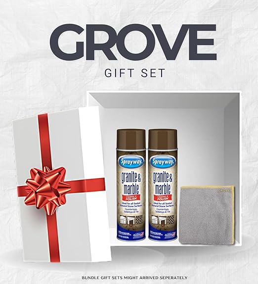 2x Sprayway Granite and Marble Cleaner 19 oz Spray Bundle with Microfiber Cloth – Cleans and Polishes Natural Stone Surfaces – Granite Countertop Cleaner – Gift Set (3 Items)