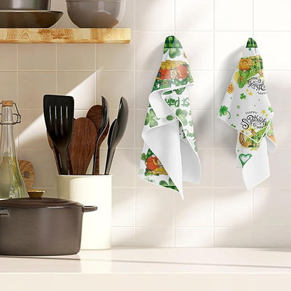St Patrick's Day Kitchen Towels 16x24 Inch Green Shamrock Hand Towels Rae Dunn St Patricks Day Bathroom Dish Towels Decorations Irish Tea Towels Decoration for Kitchen Bathroom